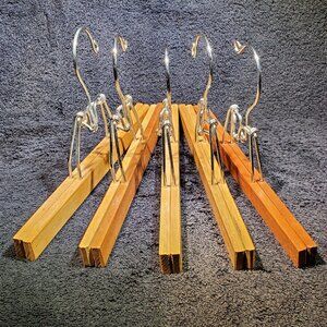 VINTAGE WOOD SKIRT HANGERS...BUNDLE OF FIVE...1980 ERA